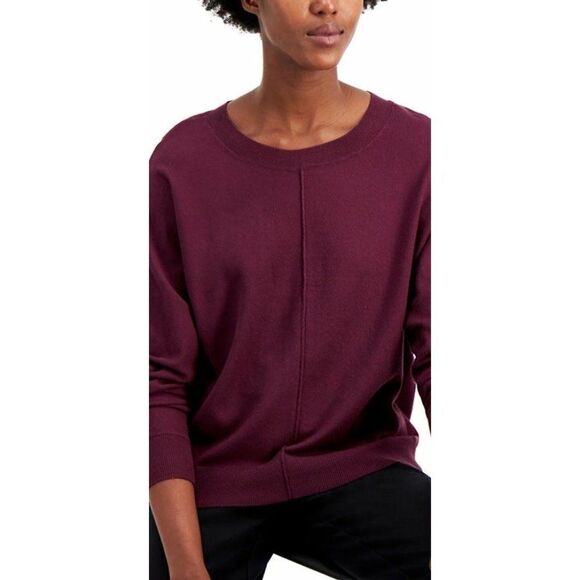 Alfani Pullover Sweater Top XS Dark‎ Purple Women's Seam-Front Relaxed NEW - Picture 7 of 7